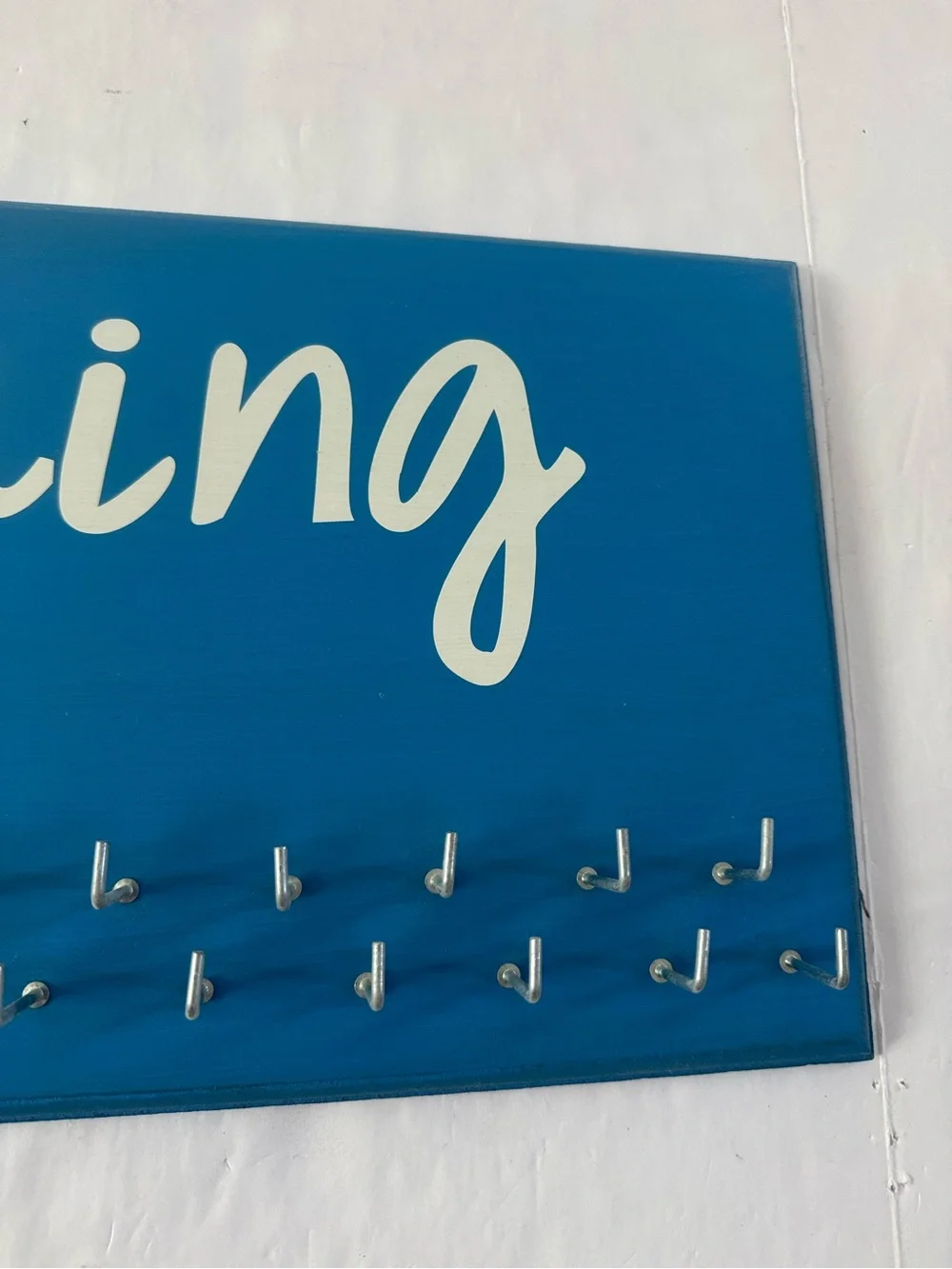Swimming Wall Hook Rack - Blue medals ribbons display swim team